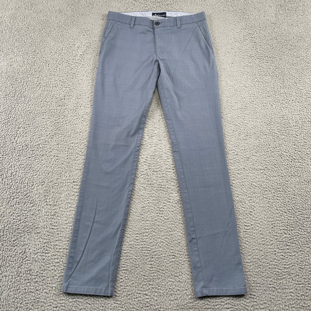 Parx Pants Mens 32 Blue Gray Low Rise Tapered Authentic Casual Windowpane Check